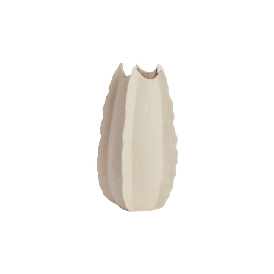 Modern Matte Ceramic Ribbed Cactus Vase - Decorative Organic Shape Flower Pot for Home Decor